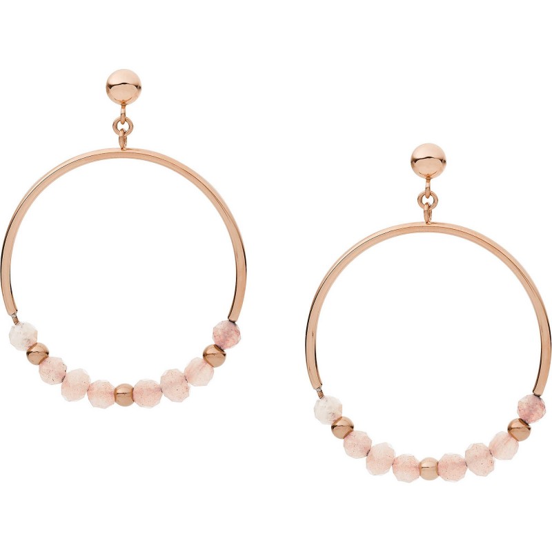 Fossil Femme Boucles D'Oreilles Acier Doré Rose Et Pierre De Lune JF03516791 Fossil Femme Boucles D'Oreilles Acier Doré Rose Et Pierre De Lune JF03516791