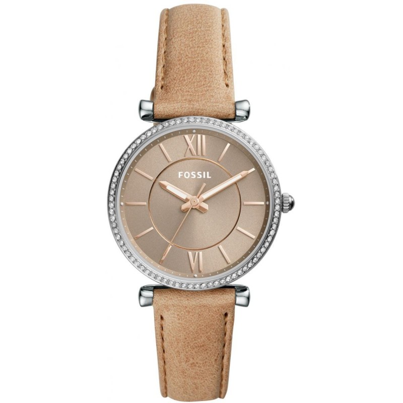 Fossil Carlie Montre Femme Acier Cuir Beige ES4343 Fossil Carlie Montre Femme Acier Cuir Beige ES4343