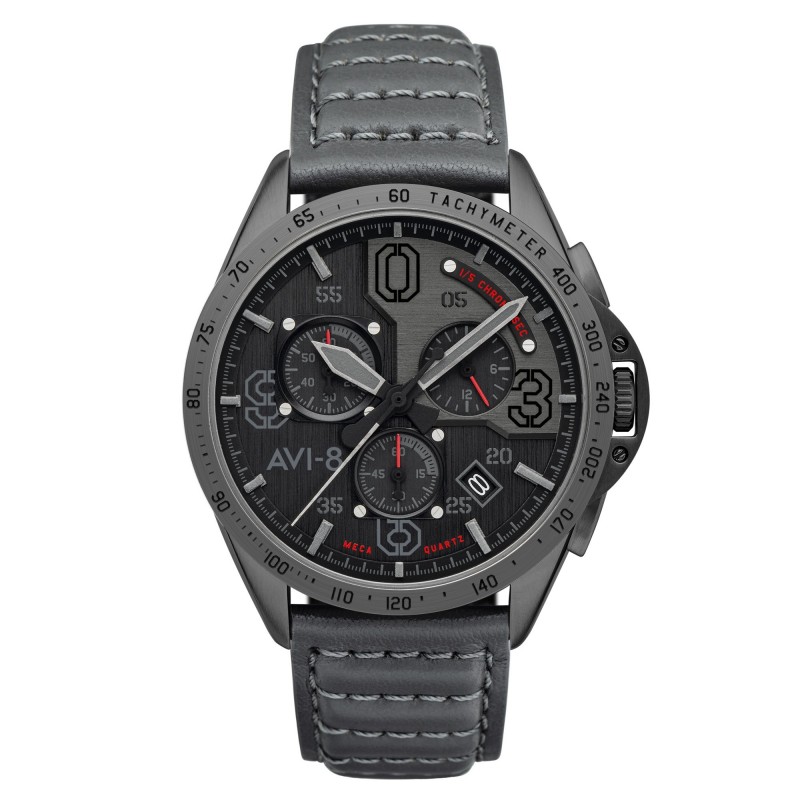 AVI-8 Montre Homme Quartz Chronographe Bracelet Gris Cadran Noir - AV-4077-03 AVI-8 Montre Homme Quartz Chronographe Bracelet Gris Cadran Noir - AV-4077-03
