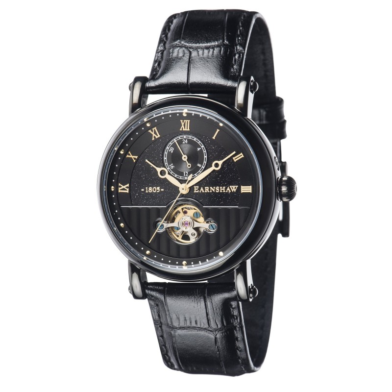 Earnshaw Montre Homme Automatique Bracelet Noir Cadran Noir - ES-8114-02 Earnshaw Montre Homme Automatique Bracelet Noir Cadran Noir - ES-8114-02