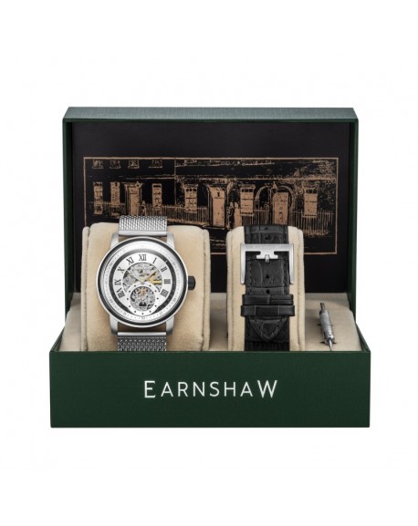 Earnshaw Montre Homme Automatique Bracelet Argenté Cadran Noir - ES-8119-11