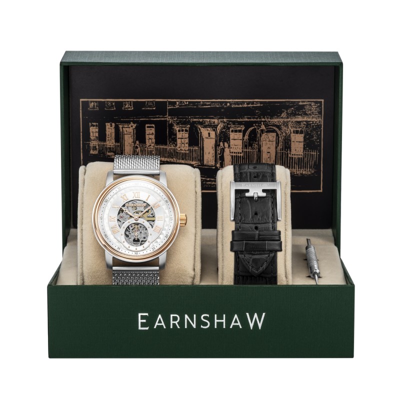 Earnshaw Montre Homme Automatique Bracelet Argenté Cadran Argenté - ES-8119-22 Earnshaw Montre Homme Automatique Bracelet Argenté Cadran Argenté - ES-8119-22