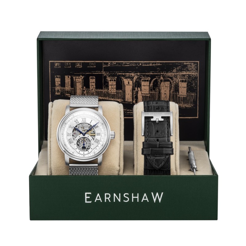 Earnshaw Montre Homme Automatique Bracelet Argenté Cadran Argenté - ES-8119-33 Earnshaw Montre Homme Automatique Bracelet Argenté Cadran Argenté - ES-8119-33