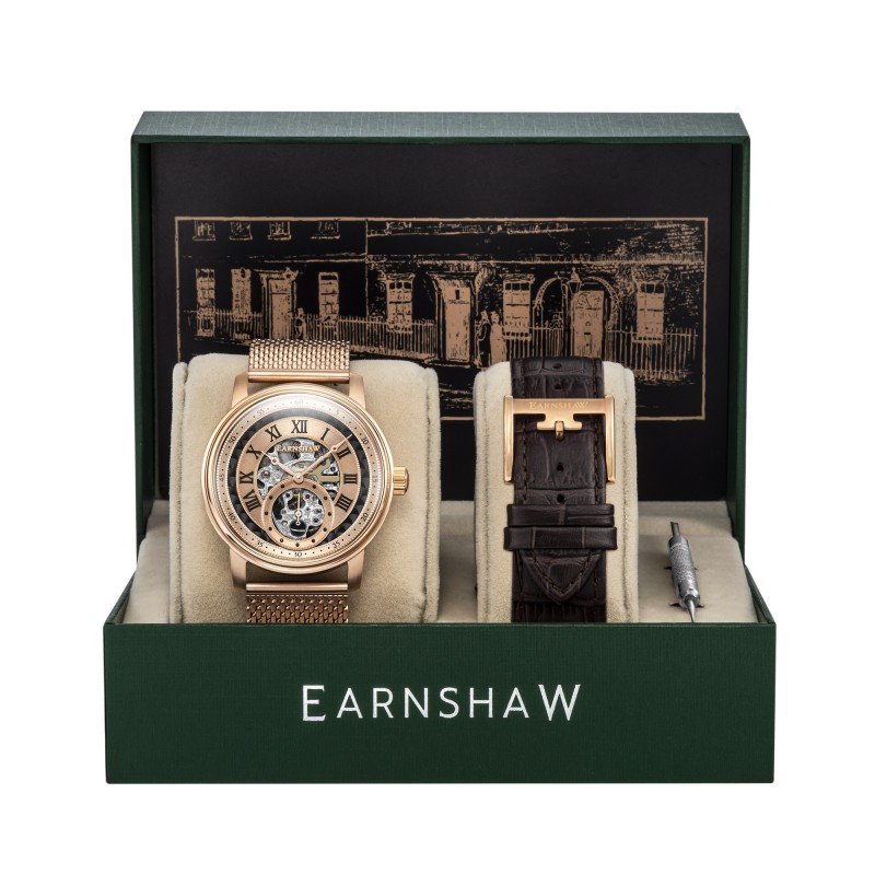 Earnshaw Montre Homme Automatique Bracelet Argenté Cadran Noir - ES-8119-66 Earnshaw Montre Homme Automatique Bracelet Argenté Cadran Noir - ES-8119-66