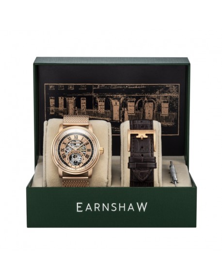 Earnshaw Montre Homme Automatique Bracelet Argenté Cadran Noir - ES-8119-66