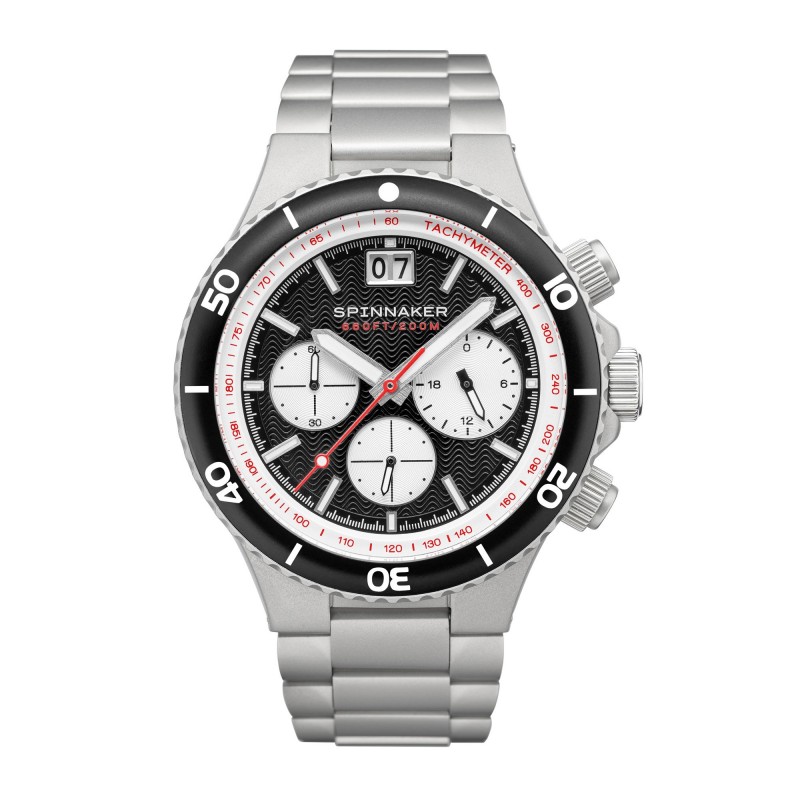 Spinnaker Montre Homme Quartz Chronographe Bracelet Argenté Cadran Noir - SP-5086-11 Spinnaker Montre Homme Quartz Chronographe Bracelet Argenté Cadran Noir - SP-5086-11
