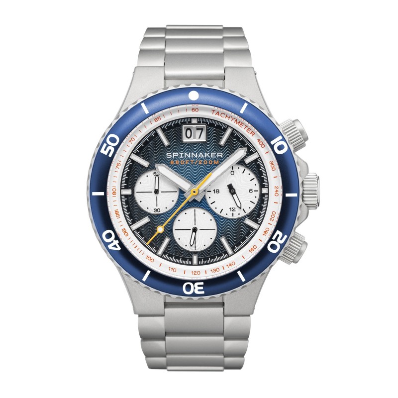 Spinnaker Montre Homme Quartz Chronographe Bracelet Argenté Cadran Bleu - SP-5086-22 Spinnaker Montre Homme Quartz Chronographe Bracelet Argenté Cadran Bleu - SP-5086-22