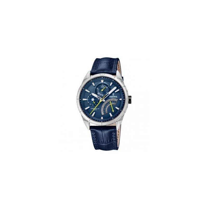 Montre Festina homme Multifonction acier cuir bleu F16986/2 Montre Festina homme Multifonction acier cuir bleu F16986/2