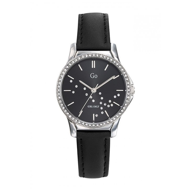Go Girl Montre Femme Acier Cuir Noir Cadran Noir Et Strass 699361 Go Girl Montre Femme Acier Cuir Noir Cadran Noir Et Strass 699361