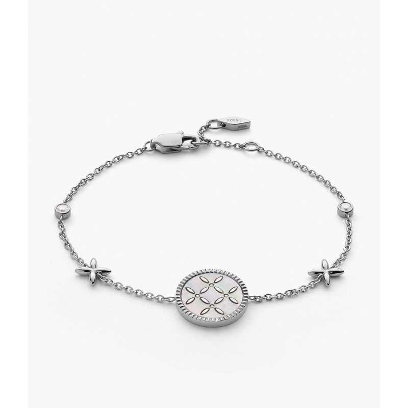 Fossil Fleurette Bracelet Femme Acier Et Nacre JF03539040 Fossil Fleurette Bracelet Femme Acier Et Nacre JF03539040