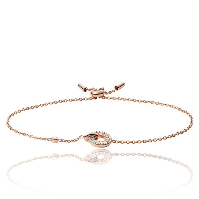 Fossil Links Bracelet Femme Acier Doré Rose Et Strass JF03542791 Fossil Links Bracelet Femme Acier Doré Rose Et Strass JF03542791