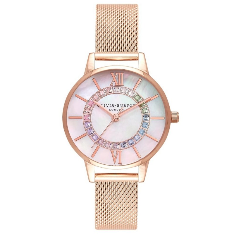 copy of Olivia Burton Rainbow Bee Montre Femme Acier Doré Rose Milanais OB16WL90