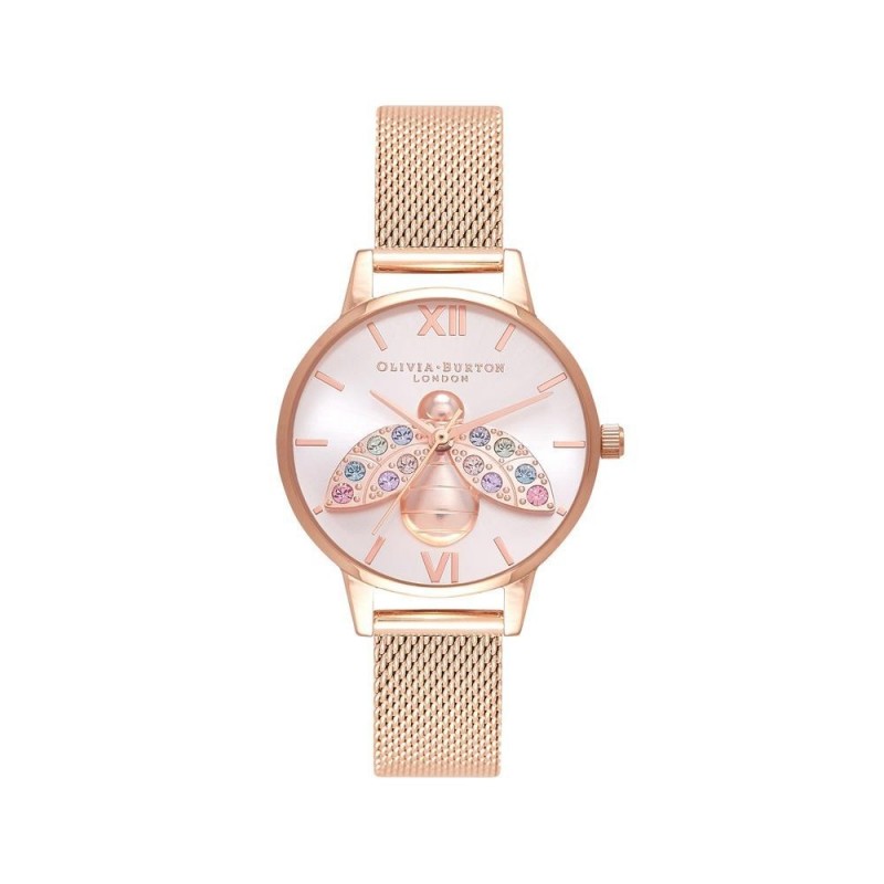 Olivia Burton Rainbow Montre Femme Acier Doré Rose OB16RB28