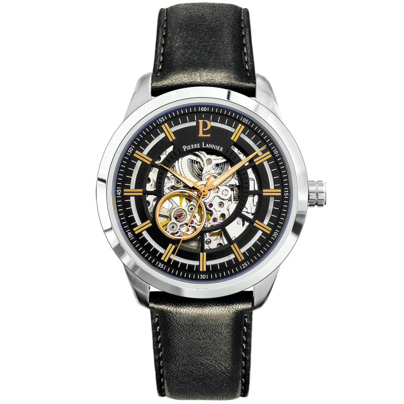 copy of Pierre Lannier Automatic Montre Homme Acier Rosé Cuir Noir 324B433