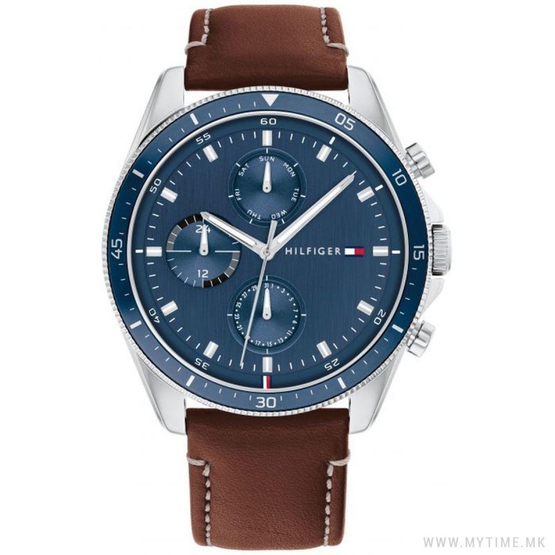 Tommy Hilfiger Parker Montre Homme Multifonction Acier Cuir Marron 1791837 Tommy Hilfiger Parker Montre Homme Multifonction Acier Cuir Marron 1791837