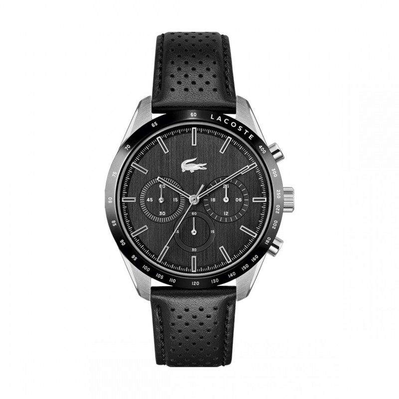 Lacoste Boston Montre Homme Chronographe Acier Cuir Noir 2011109 Lacoste Boston Montre Homme Chronographe Acier Cuir Noir 2011109