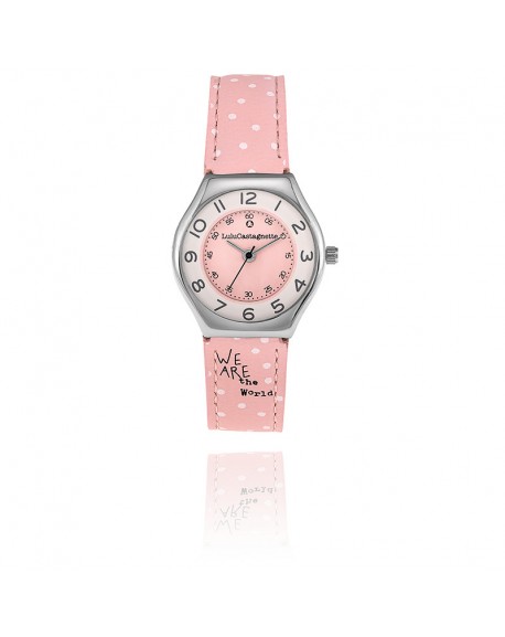 Montre Fille LuluCastagnette Quartz  Bracelet Rose Cadran Blanc-38910