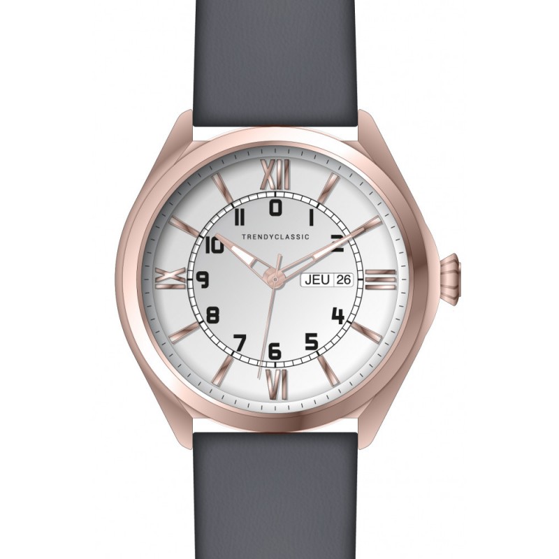 Montre Trendy Classic Homme Arthur Acier Doré Rose Cuir Gris CG1057-03 Montre Trendy Classic Homme Arthur Acier Doré Rose Cuir Gris CG1057-03