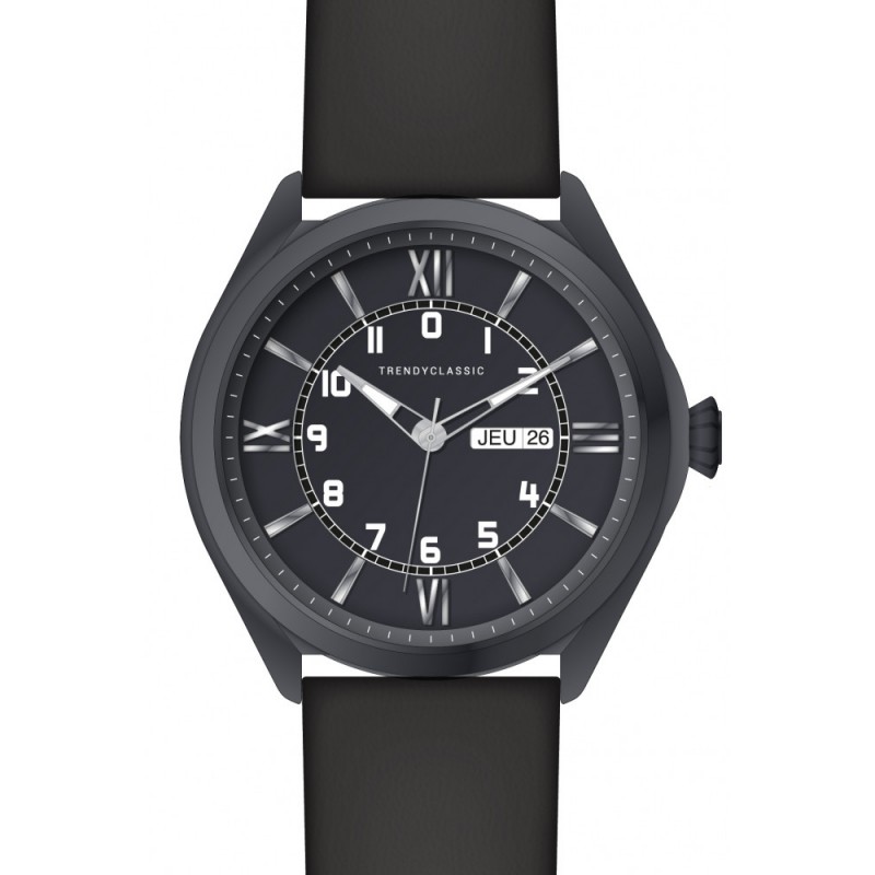 Montre Trendy Classic Homme Arthur Acier Noir Cuir Noir CC1057-02 Montre Trendy Classic Homme Arthur Acier Noir Cuir Noir CC1057-02
