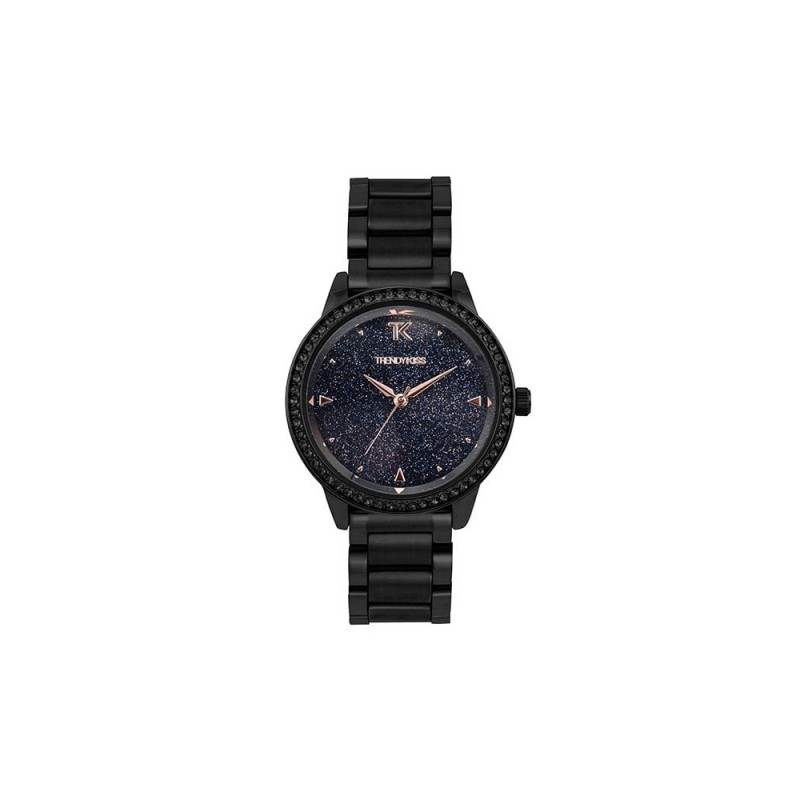Montre Femme Trendy Kiss Quartz Bracelet Noir Cadran Bleu-TM10124-20 Montre Femme Trendy Kiss Quartz Bracelet Noir Cadran Bleu-TM10124-20
