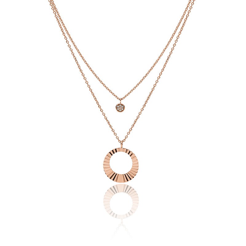 Fossil Femme Collier Double Chaîne Acier Doré Rose JF03546791 Fossil Femme Collier Double Chaîne Acier Doré Rose JF03546791