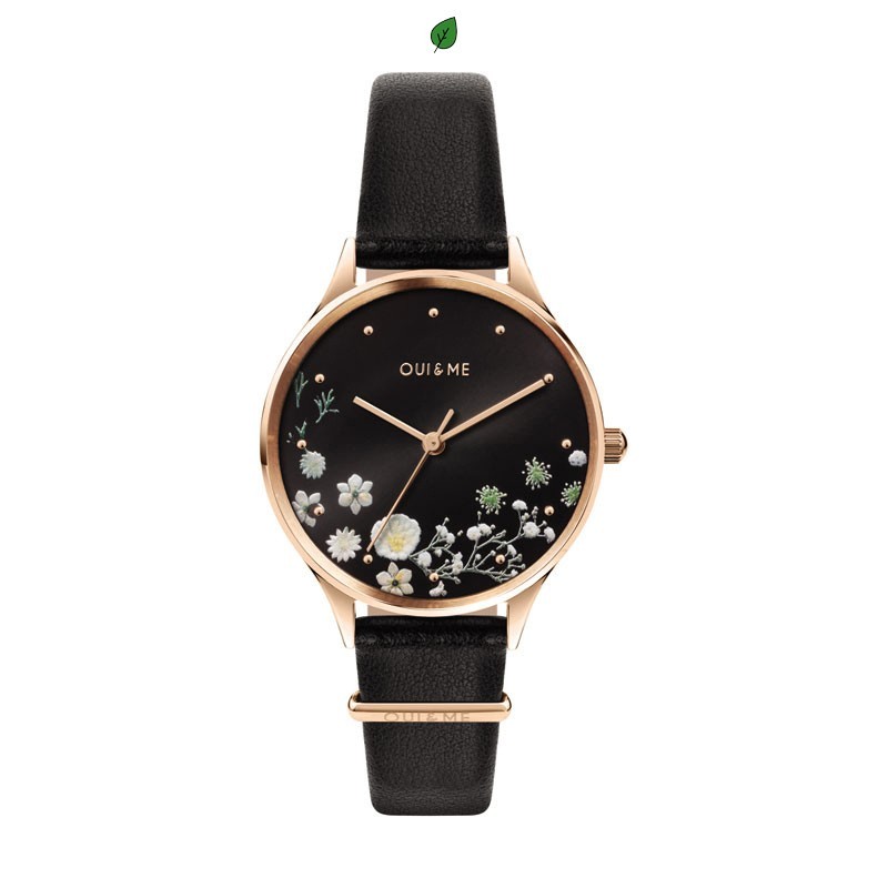 Oui & Me Petite Bichette Montre Femme Acier Doré Rose Cuir Noir ME010233 Oui & Me Petite Bichette Montre Femme Acier Doré Rose Cuir Noir ME010233