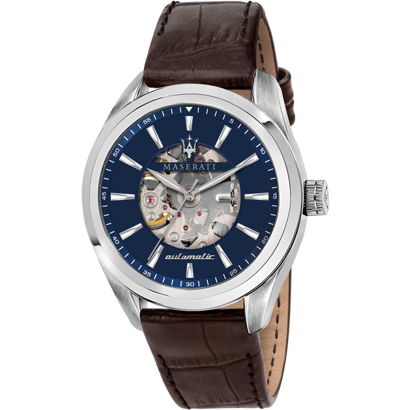 Maserati Traguardo Montre Homme Automatique Acier Cuir Marron - R8821112005 Maserati Traguardo Montre Homme Automatique Acier Cuir Marron - R8821112005