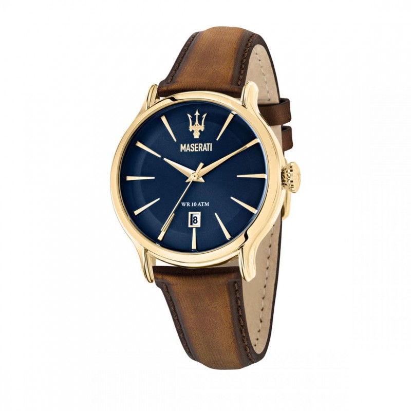 Maserati Epoca Montre Homme Acier Doré Cuir Marron R8851118012