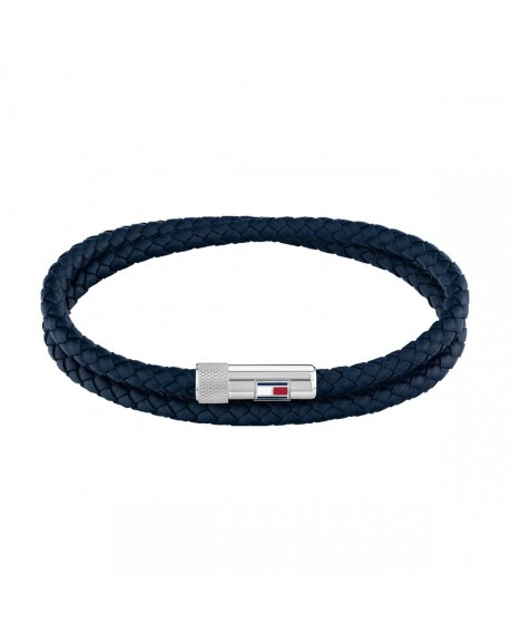 Tommy Hilfiger Bracelet Homme Acier Cuir Bleu 2790264S