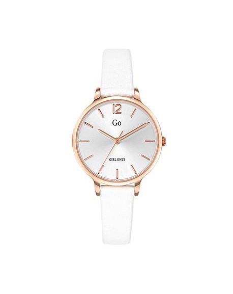 Girl Montre Femme Acier Doré Rose Cuir Blanc 699945