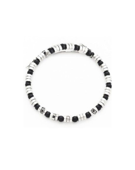 All blacks Bracelet Homme Acier Perles Noires 682198