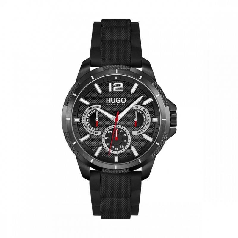 HUGO Casual Montre Homme Multifonction Acier Silicone Noir 1530193 HUGO Casual Montre Homme Multifonction Acier Silicone Noir 1530193