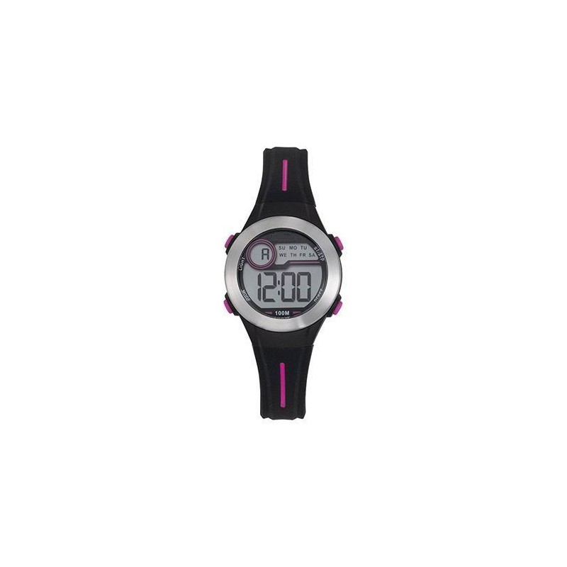 Montre digitale sport Tekday noire rose avec chronomètre 654694