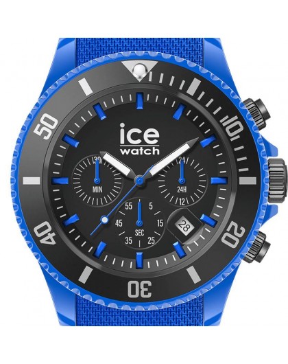 Watch Blue Neon Large Chrono Homme 019840 Montre Silicone Bleu Ice