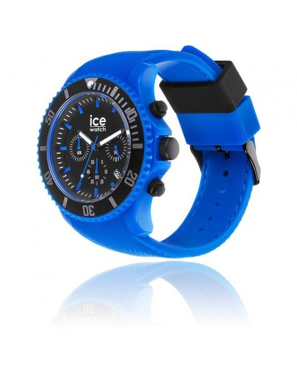 Chrono Homme Montre Watch Ice Blue Silicone Large Bleu 019840 Neon