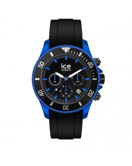 Ice Watch Black Blue Extra Large Montre Homme Chrono Silicone Noir 019844