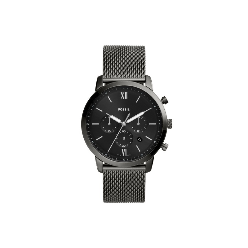 Fossil Homme Montre Chronographe Bracelet Acier Noir Milanais Fond Noir FS5699 Fossil Homme Montre Chronographe Bracelet Acier Noir Milanais Fond Noir FS5699