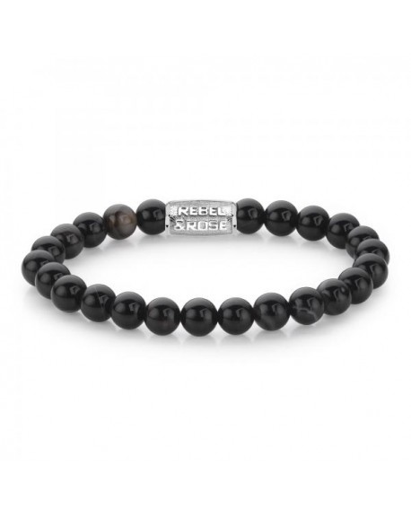 Rebel & Rose Black Velvet Bracelet Homme Onyx RR-80028-S-L