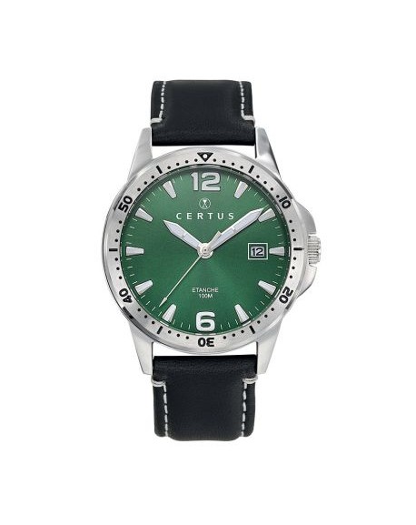 Certus Montre Homme Acier Cuir Noir 611173