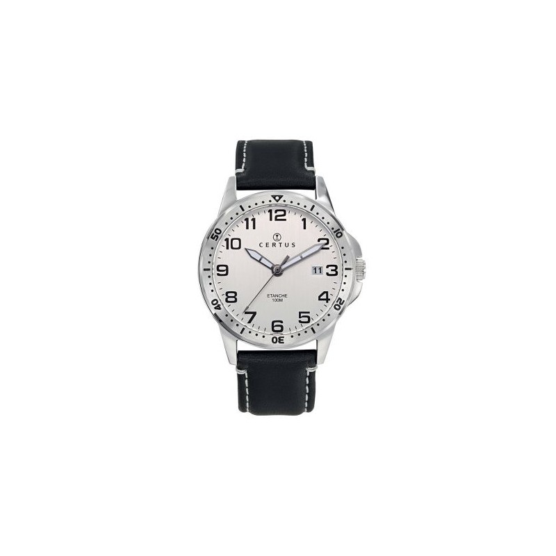 Certus Montre Homme Acier Cuir Noir 611174 Certus Montre Homme Acier Cuir Noir 611174