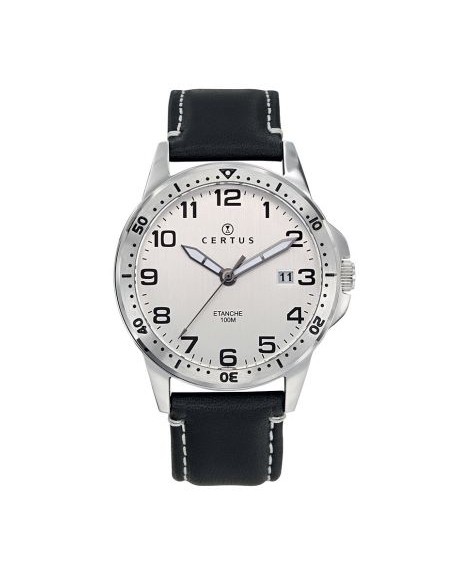 Certus Montre Homme Acier Cuir Noir 611174