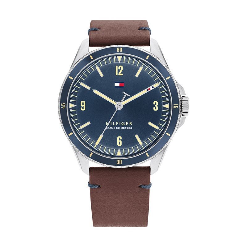 Tommy Hilfiger Maverick Montre Homme Acier Cuir Marron 1791905