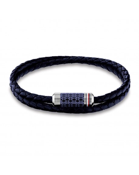 Tommy Hilfiger Bracelet Homme Acier Cuir Bleu 2790326S