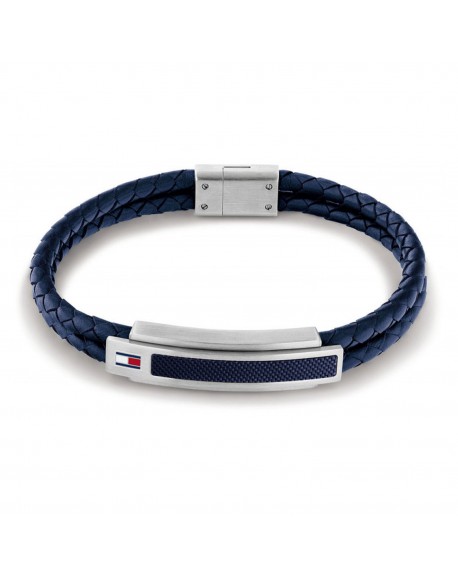 Tommy Hilfiger Bracelet Homme Acier Cuir Bleu 2790356S