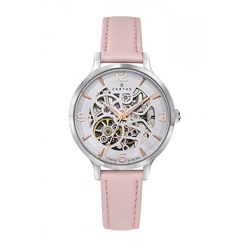 Certus Montre Femme Automatique Acier Cuir Rose 644545