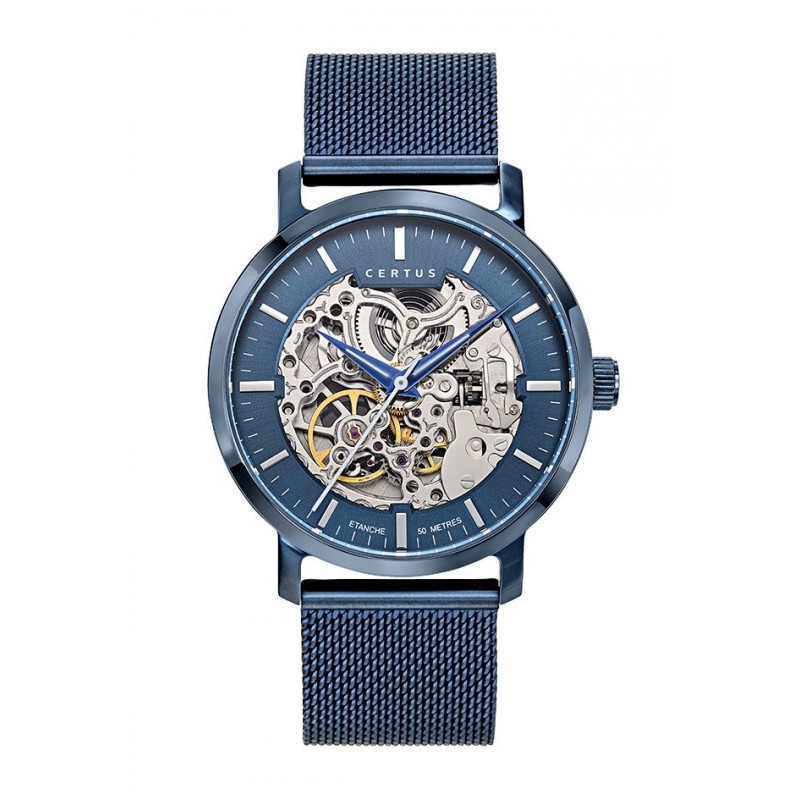 Certus Montre Homme Automatique Acier PVD Bleu Milanais 616491