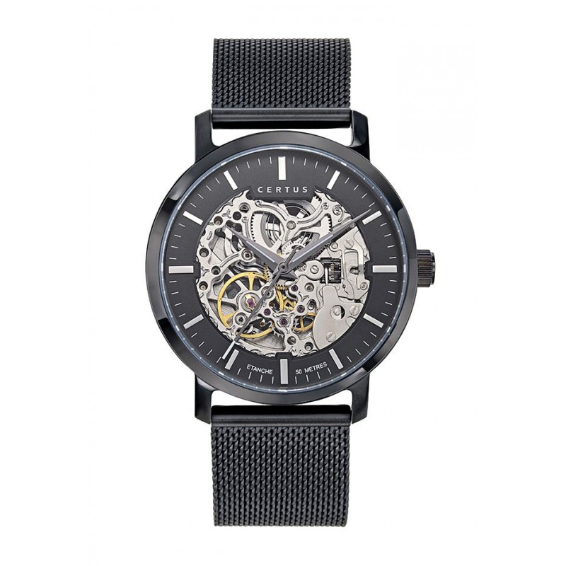 Certus Montre Homme Automatique Acier PVD Noir Milanais 616490
