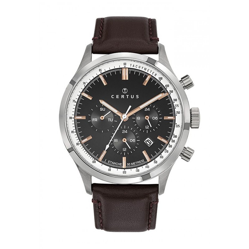 Certus Montre Homme Acier Cuir Marron 611142