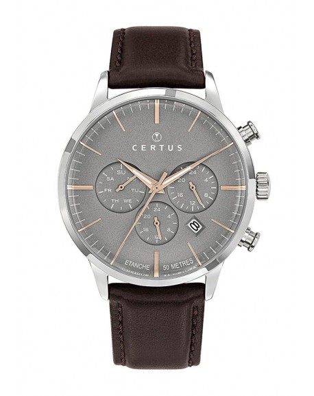 copy of Certus Montre Homme Acier Cuir Marron 611070