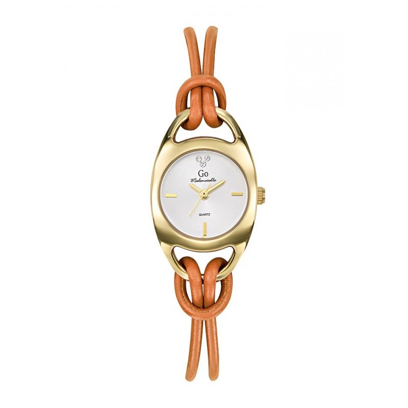 Go Girl Montre Femme Acier Doré Cuir Orange 699370 Go Girl Montre Femme Acier Doré Cuir Orange 699370